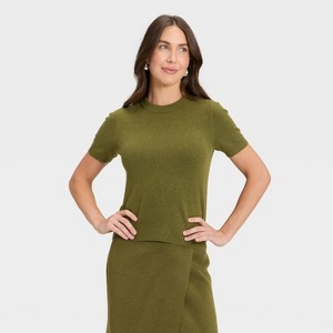 Women's Short Sleeve Cozy Knit T-Shirt - A New Day™ - 1 of 3