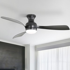 52'' Ceiling Fans with Lights and Remote Low Profile Ceiling Fan Dimmable LED Quiet DC Motor Flush Mount Ceiling Fan for Indoor Outdoor Bedroom Patio - 1 of 4