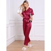 cheibear Women's Buton Down Sleepwear with Pants Nightwear Lounge Pajama Set 2 Pcs - 3 of 4