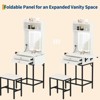 Makeup Vanity Desk Set with Mirror,Mini Makeup Vanity with Adjustable Lighted,2 Drawers,Hair Dryer Holder,Fold-Up Panel,for Small Bedrooms,Apartments - 3 of 4