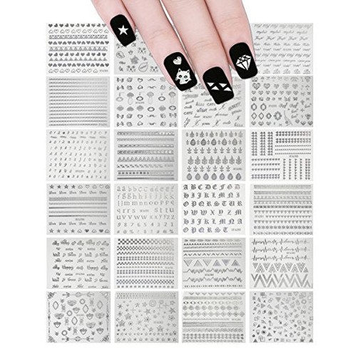 Wrapables Holographic Nail Stickers Metallic Letters, Numbers & Patterns Nail Stickers Nail Art (24 sheets) - image 1 of 4