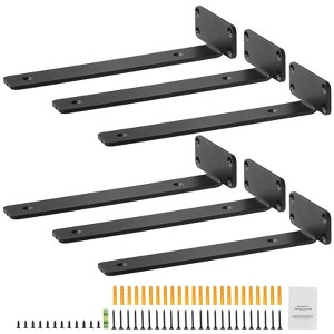 VEVOR Shelf Bracket, 12”L x 4”W x 1.6”H 6 Pcs, Heavy Duty Floating Shelf Brackets,Brackets for Shelves, 5mm Thick Matte Black L Shelf Bracket,Black - 1 of 4