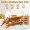LunaLulinlk Bamboo Dish Drying Rack with Utensil Holder,Collapsible Wooden Dish Drainer Rack,2-Tier Large Folding Drying Holder - 4 of 4