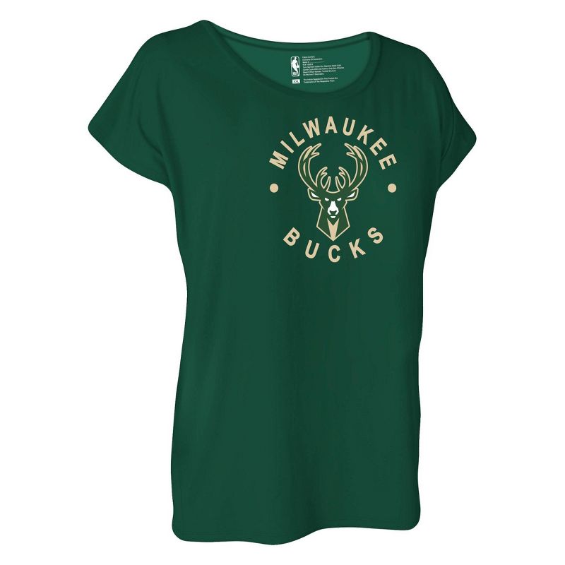 NBA Milwaukee Bucks Women&#39;s Dolman Short Sleeve T-Shirt, 3 of 5