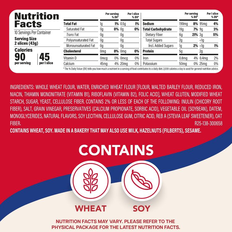 Sara Lee Delightful White with Whole Grain - 15oz, 4 of 15