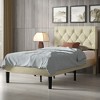 VECELO Queen/Full/Twin Upholstered Platform Bed Frame with Button Tufted Adjustable Headboard - 2 of 4