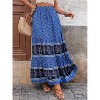 Women's Boho Maxi Skirt - Flowy Flared Ruffle Design for Summer & Going Out Outfits Boho Blue - 3 of 4