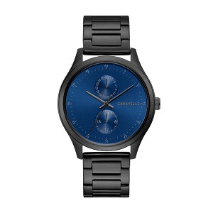 Caravelle designed by Bulova Men's Modern 3-Hand Date Quartz Watch, Black IP, Blue Dial 41mm - 1 of 4