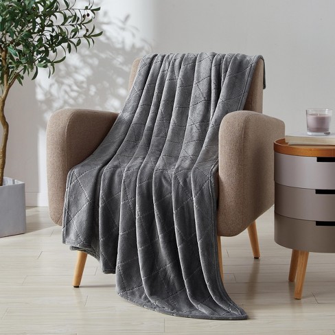Kate Aurora Living Ultra Soft And Plush Tufted Hypoallergenic Fleece Throw  Blanket Covers - Grey