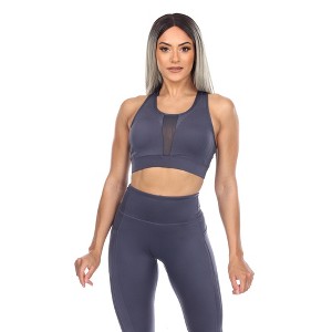 Women's Racer Back Sports Bra Black - White Mark - 1 of 4
