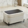 Airsurfer Medium Cream Ottoman Modern Ribbed Upholstery Ottoman Multipurpose Furniture for Living Room Relaxation - 2 of 4