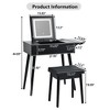 27.9" Vanity Desk Set With Flip Top Mirror And Light, 3 Colors Adjustable Lighting, Makeup Vanity Table With 2 Drawers, Fold-up Panel And Stool - 2 of 4