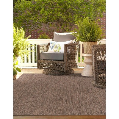 Light Brown Flat Woven Rectangular Outdoor Area Rug