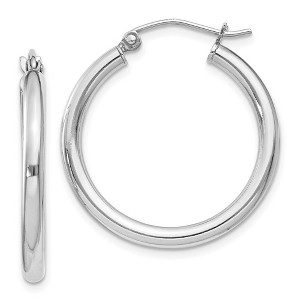 Black Bow Jewelry 2.5mm, Sterling Silver, Classic Round Hoop Earrings - 24mm (1 Inch) - 1 of 4