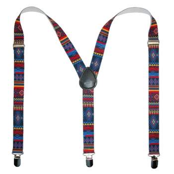 CTM Women's Elastic Aztec Pattern Clip-End Suspenders