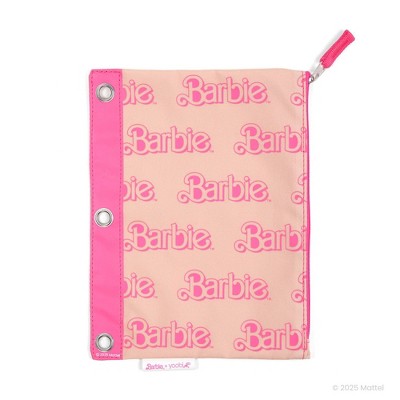 Yoobi Barbie Single Zip Binder Case Pink Barbie Logo Pattern