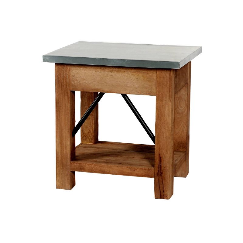 Millwork End Table with Drawer Wood and Zinc Metal Silver/Light Amber - Alaterre, 6 of 11