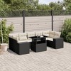 vidaXL Patio Sofa Set with Cushions Outdoor Furniture 8 Piece Poly Rattan - Black and Cream without storage - 2 of 4