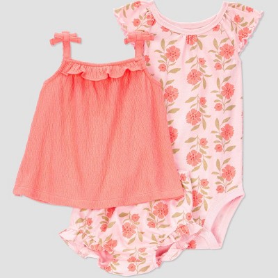 Carter's Just One You® Baby Girls' Coral Floral Top & Bottom Set