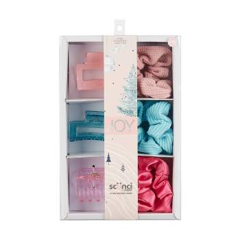 scunci Holiday Assorted Claw Hair Clips/Scrunchies Gift set - Pink - 6ct