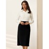 INSPIRE CHIC Women's High Waist Split Back Work Midi Pencil Skirt - 2 of 4
