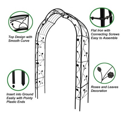 Metal Garden Arch Assemble Freely with 8 Styles Garden Arbor Trellis Climbing Plants Support Rose Arch