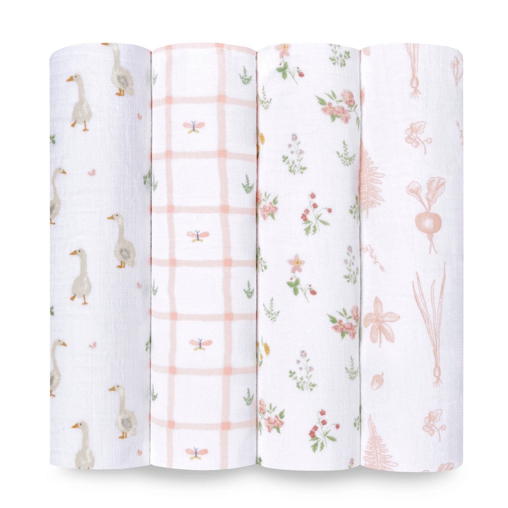 Photos - Duvet aden + anais essentials Muslin Swaddle Blankets - Country Floral - 4pk