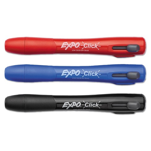 Expo 1741919 Expo Clic Retractable Dry Erase Marker Red and Black Chisel Blue 