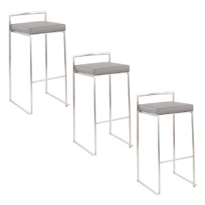 30" Contemporary/Glam Barstool with Padded Seat and Stackable Design (Set of 3) for Bar or Entertainment Area - 1 of 4