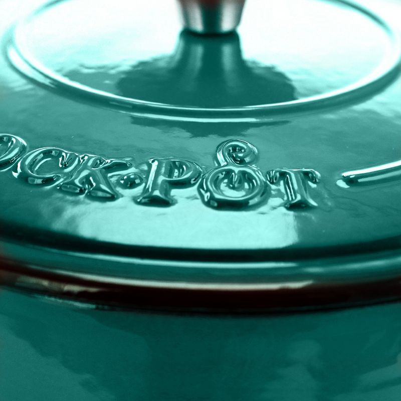 Crock-pot Artisan 3 Quart Enameled Cast Iron Casserole with Lid in Gradient Teal, 3 of 7