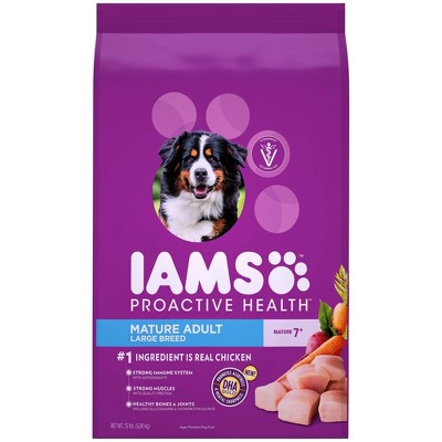 IAMS Healthy Aging Adult Large Breed for Mature and Senior Dogs with Grain and Real Chicken Dry Dog Food - 15lbs