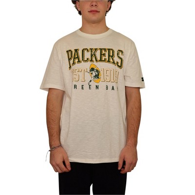 STARTER Mens Green Bay Packers Graphic T-Shirt, White, Large