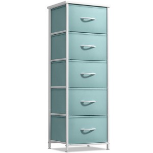 Sorbus Narrow 5 Drawers Nightstand with Steel Frame, Wood Top, Easy Pull Fabric Bins for Home, Bedroom, Office & Dorm - 1 of 4