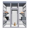 62.6" Large Wooden Outdoor Cat House with Waterproof Roof, Catio Enclosure with 6 Platforms and 2 Resting Boxes for Patio–The Pop Home - 2 of 4