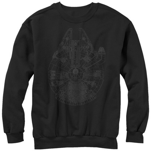 Men s Star Wars Millennium Falcon Outline Sweatshirt Black