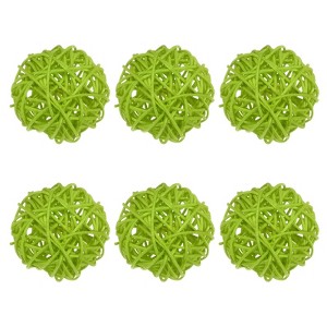 Unique Bargains Wicker Rattan Decorative DIY Crafts Balls 6 Pcs - 1 of 4