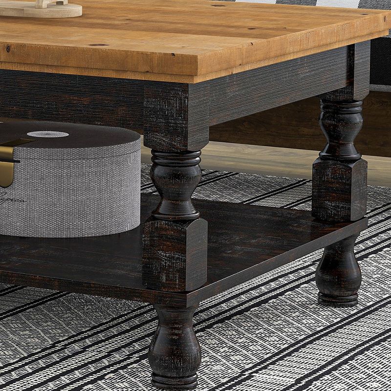 Philoree Wooden Traditional Coffee Table Antique Black and Oak - HOMES: Inside + Out, 4 of 8