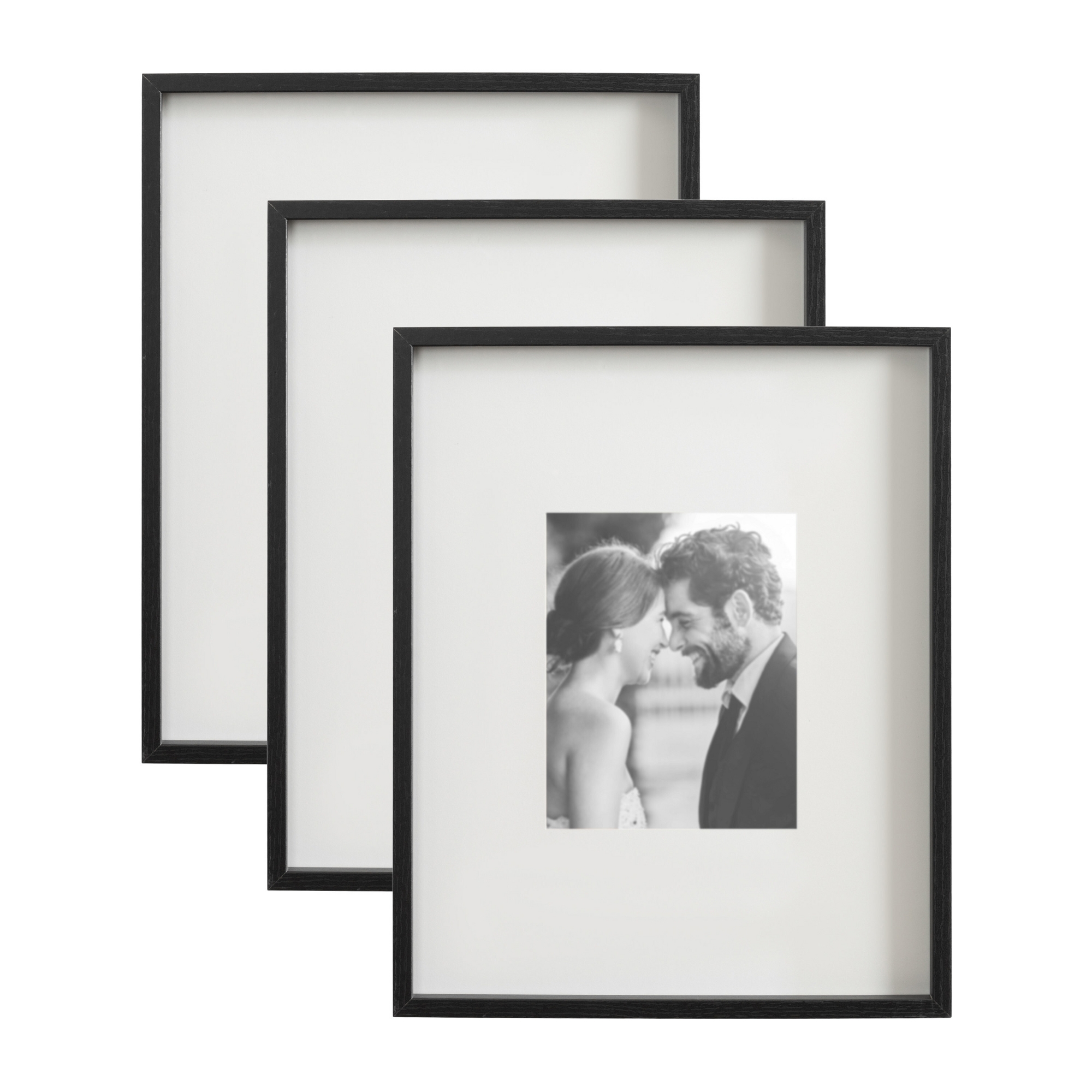 Kate & Laurel All Things Decor (Set of 3) 16"x20" Matted to 8"x10" Gibson Photo Frames Black