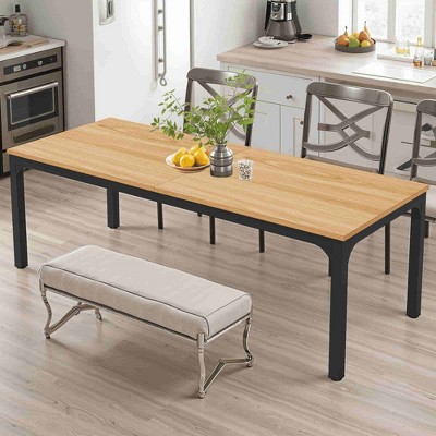 Lirago Rectangle Office Dining Table 78.7" Large Desktop Sturdy MDF Board Heavy Duty Iron Pipe Legs Industrial Style Brown