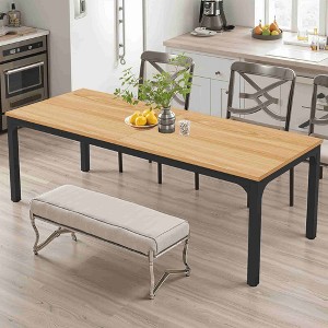 Lirago Rectangle Office Dining Table 78.7" Large Desktop Sturdy MDF Board Heavy Duty Iron Pipe Legs Industrial Style Brown - 1 of 4