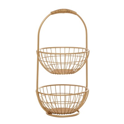 Traditional Metal Storage Basket Gold - Olivia & May