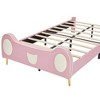PAGED Upholstered Platform Bed Frame Princess Bed with Crown Headboard and Bed-End Storage Pocket for Kids, No Box Spring Needed - 4 of 4