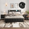 Bed Frame with PU Leather Headboard & Charging Station, All-Metal Platform Storage Bed, Noise-Free, No Box Spring Needed, Black - 3 of 4