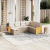 vidaXL 7 Piece Patio Sofa Set with Cushions Beige Poly Rattan - Without Table - 2 of 4