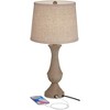 Regency Hill Avery Traditional Table Lamps 25" High Set of 2 Faux Wood with USB Charging Port LED Touch On Off Beige Shades for Living Room Home Desk - 3 of 4