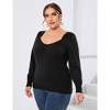 Womens Plus Size Knit Tops Long Sleeve Sweetheart Neck Sweaters Casual Tunic Tops - 3 of 4