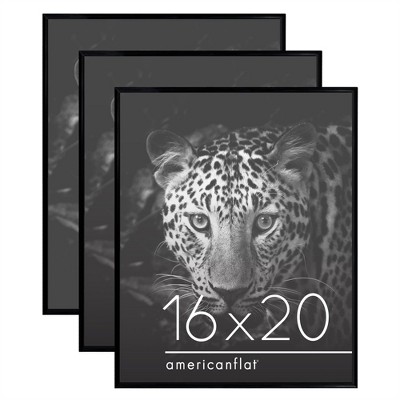 Americanflat 3 Pack Lightweight Snap Frame, Front Loading Picture Frame Set - Black Picture Frames