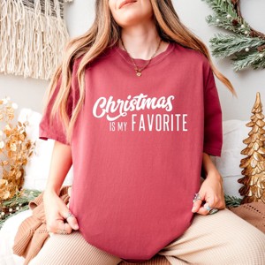 Simply Sage Market Christmas Is My Favorite Garment Dyed Tee - S - Crimson - 1 of 4