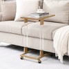 LOVMOR Side Table, Acrylic Sofa Table, Glass Top C Shape Square Table with Metal Base for Living Room, Bedroom - 2 of 4