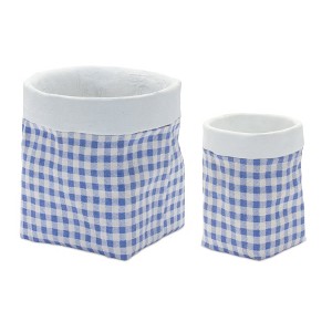 Blue and White Patterned Cement Planter Set (2 Pack) by Melrose - 1 of 3